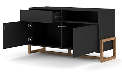 HUIJK Anrichte Sideboard Kommode schwarz Buche massiv Anrichte Wohnzimmer Esszimmer Möbel, Multi-szenen-verwendung