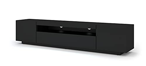  Aura 200 cm Hängend oder Stehen universal Unterschrank Fernsehschrank Board HiFi Tisch Hängender (Schwarze Matte ohne LED)