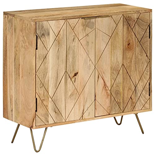 Gecheer Holz Sideboard Kommode Beistellschrank | Massives Mangoholz | Schrank mit viel Stauraum für Esszimmer Küche Wohnzimmer Schlafzimmer 80 x 30 x 75 cm