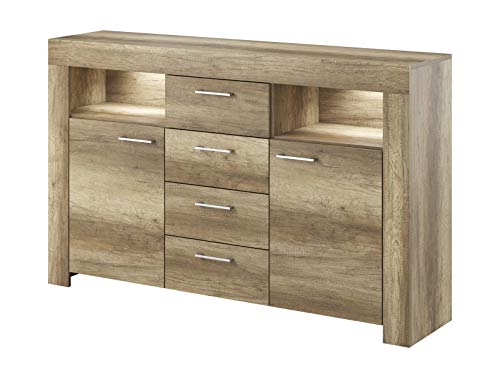 Kommode Sideboard Sky mit LED Beleuchtung (Country grau)